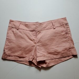 Exprwss Women's Pink Linen Blend Shorts